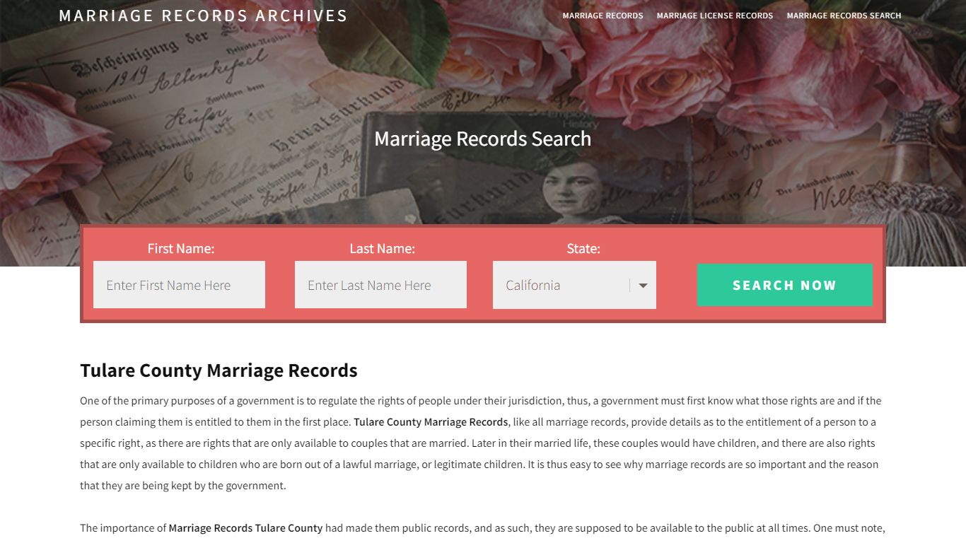 Tulare County Marriage Records | Enter Name and Search|14 Days Free