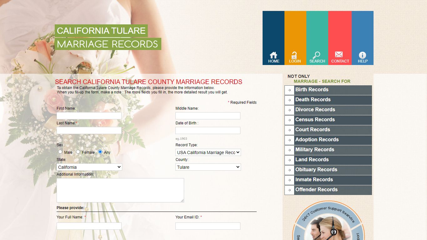 Search California Tulare County Marriage Records